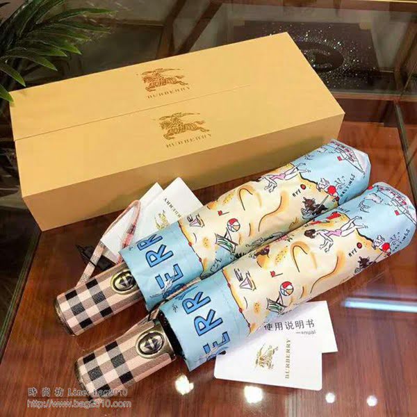 BURBERRY巴寶莉傘 專櫃夏季新款 全自動折疊晴雨傘 田園花卉圖案 防曬隔熱 防紫外線  zm1035